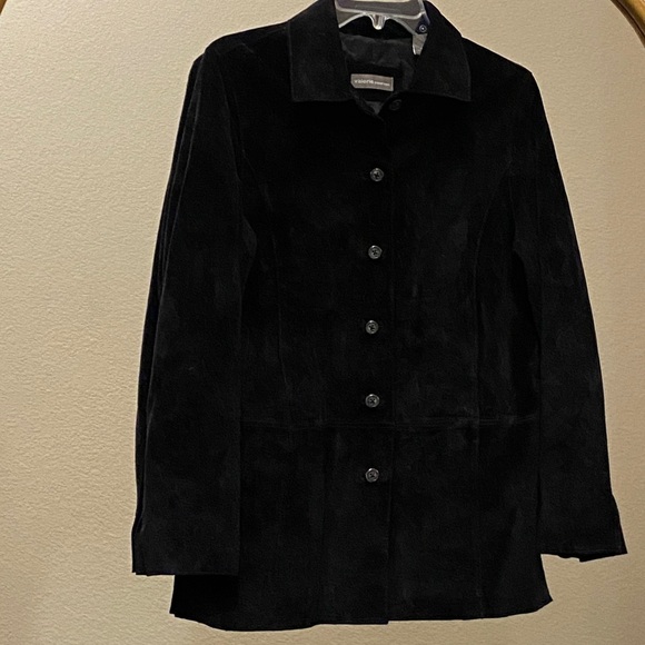 Valerie Separates Elegant Black Suede/Leather Blazer Jacket Size M - Picture 8 of 12